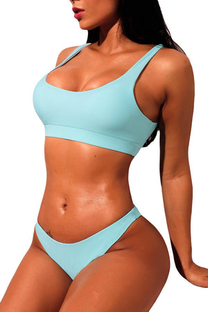 Light Blue Sporty Fashion Bikini Bathing Suit