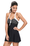 Black White Polka Dot One-piece Swimdress