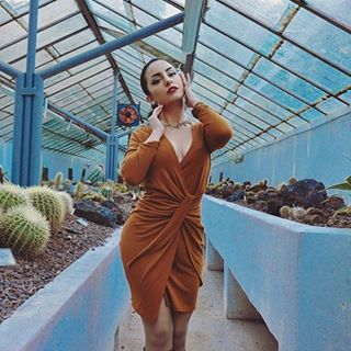 Camel Long Sleeve Ribbed Twist Mini Dress
