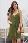 Green Buttoned Slip Dress
