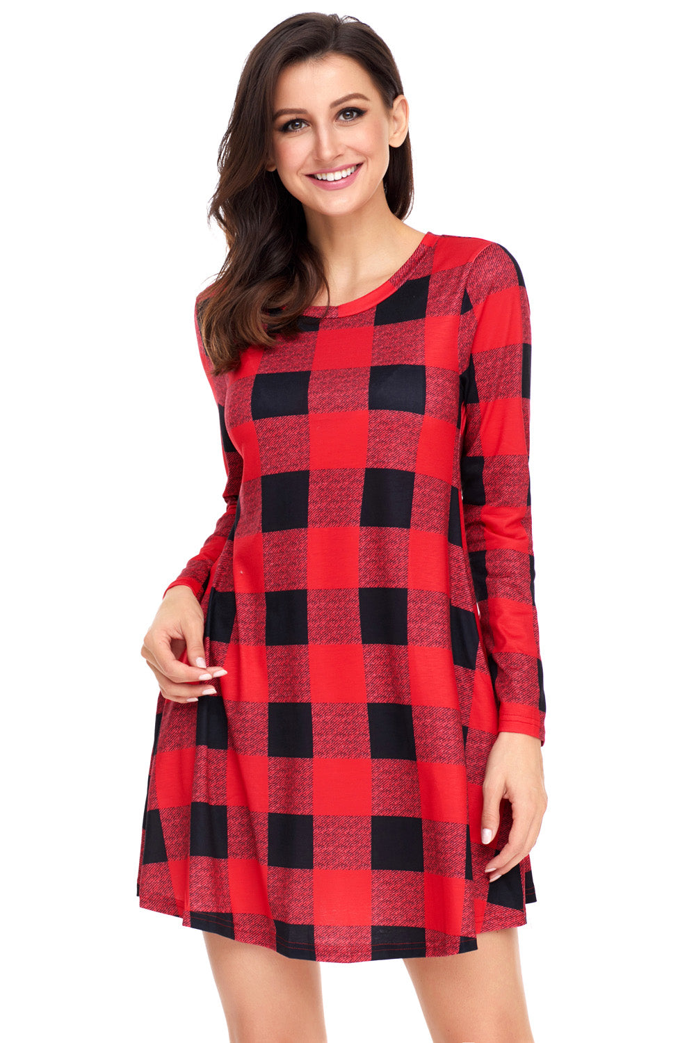 Black Red Plaid Mini Dress
