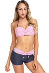 Pink Twist Front Bikini and Boardshort Swimsuit