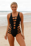 Black Strappy Cutout One Piece Bathing Suit