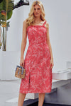 Red Botanical Print Dress