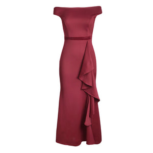Red Ballroom Bound Off-The-Shoulder Maxi Dress