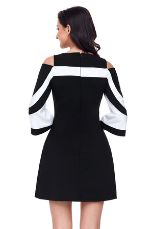 Black White Colorblock Dress