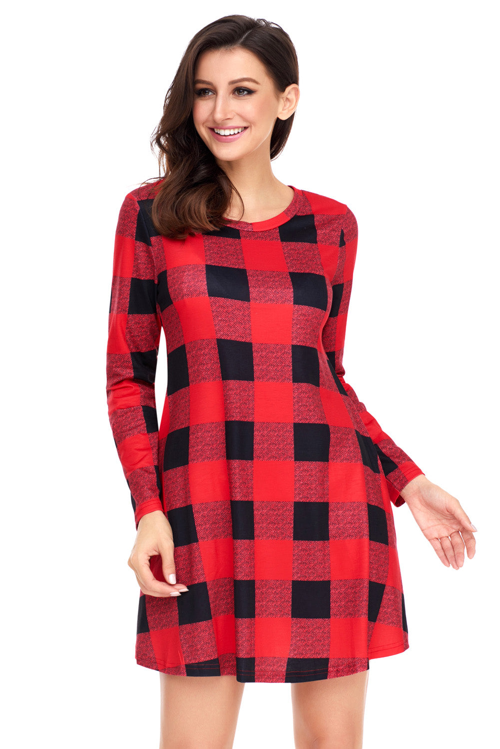 Black Red Plaid Mini Dress