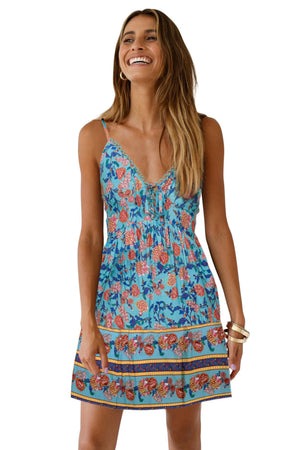 Yellow Floral Pattern Tank Slip Dress