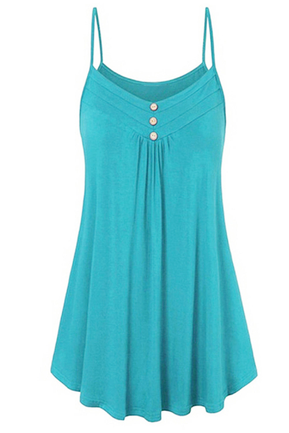 Green Spaghetti Strap Buttoned Shift Dress