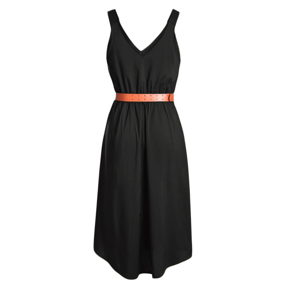 Black V Neck A-line Sundress