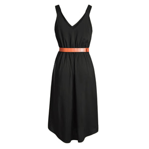 Black V Neck A-line Sundress