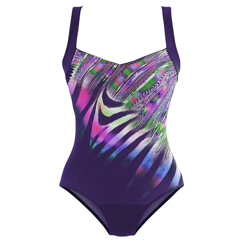 Purple Neon Tie Dye Print Maillot Swimsuit