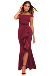 Red Ballroom Bound Off-The-Shoulder Maxi Dress