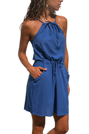 Blue Green Suspender Dress