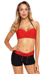Red Twist Front Bikini and Boardshort Swimsuit