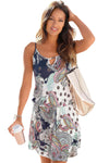 White Paisley Print Casual Dress