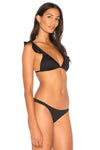 Black Ruffle V Neck Triangular Bikini 2pcs Swimsuit