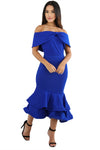 Royal Blue Bow Cape Off Shoulder Mermaid Bodycon Poncho Dress
