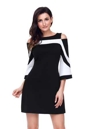 Black White Colorblock Dress