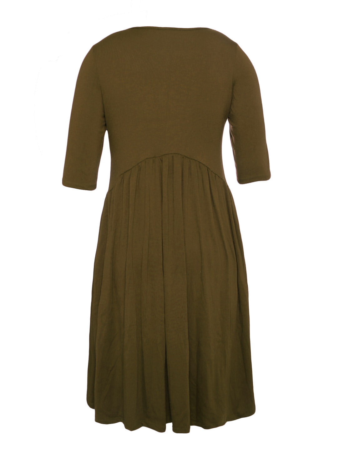Army Green 3/4 Sleeve Draped Swing Dress