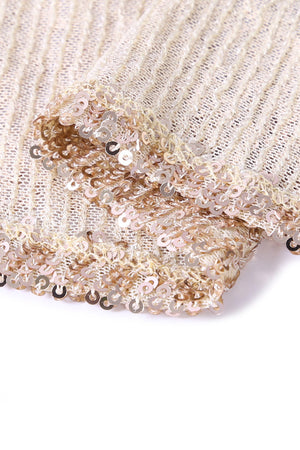 Apricot Sequin Fringe Sleeve Party Maxi Evening Dress