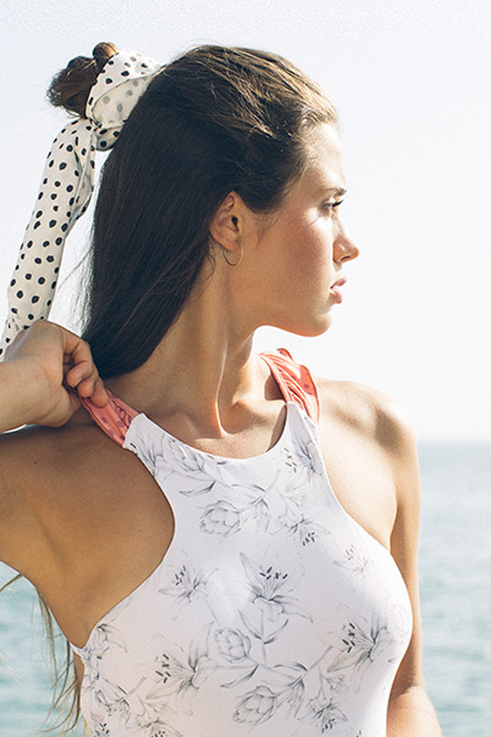 White One-piece Floral Printing Swimsuit
