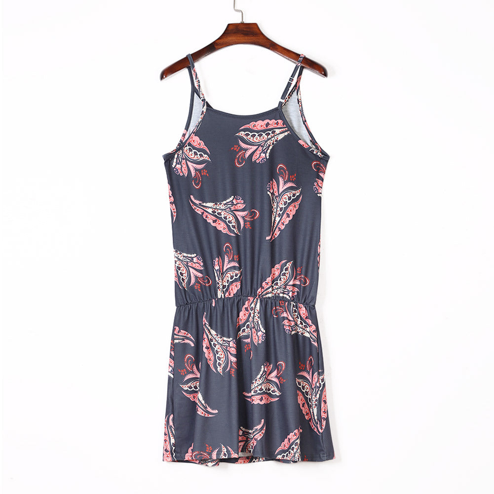Blue Paisley Print Casual Dress