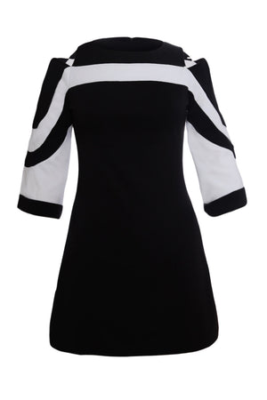 Black White Colorblock Dress
