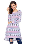 Geometric Snowflake White Long Sleeve Christmas Dress