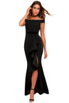 Black Ballroom Bound Off-The-Shoulder Maxi Dress