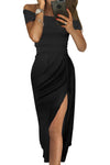 Black Off Shoulder Short Sleeve Party Dress