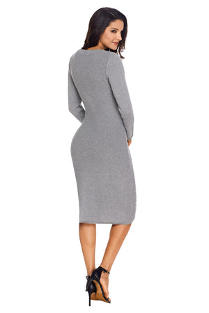 Gray Women’s Hand Knitted Sweater Dress