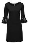Black 3/4 Hollow-out Bell Sleeve Sheath Mini Dress
