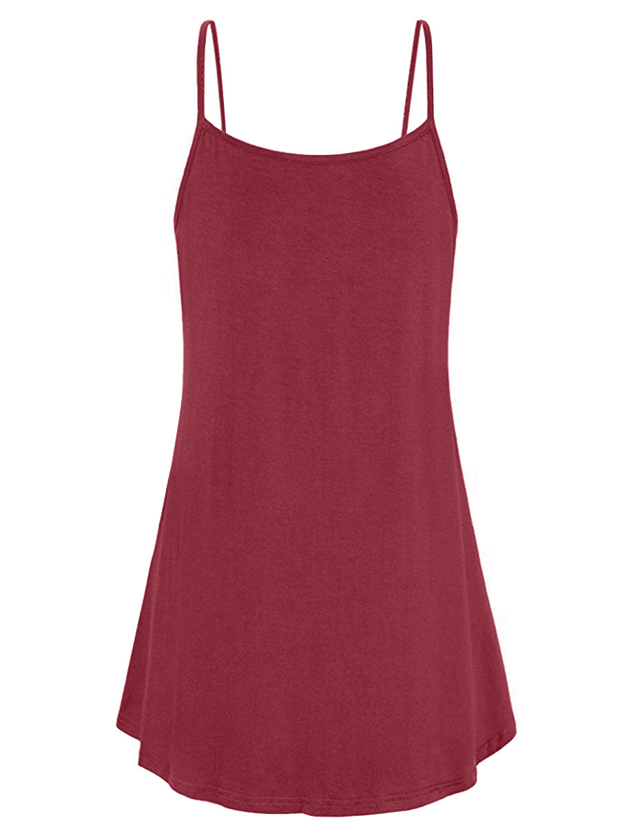 Burgundy Spaghetti Strap Buttoned Shift Dress