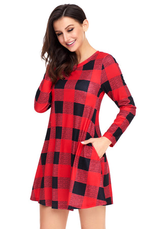 Black Red Plaid Mini Dress