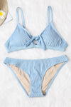 Sky Blue Tie Knot Two-piece Bikini Swimsuit