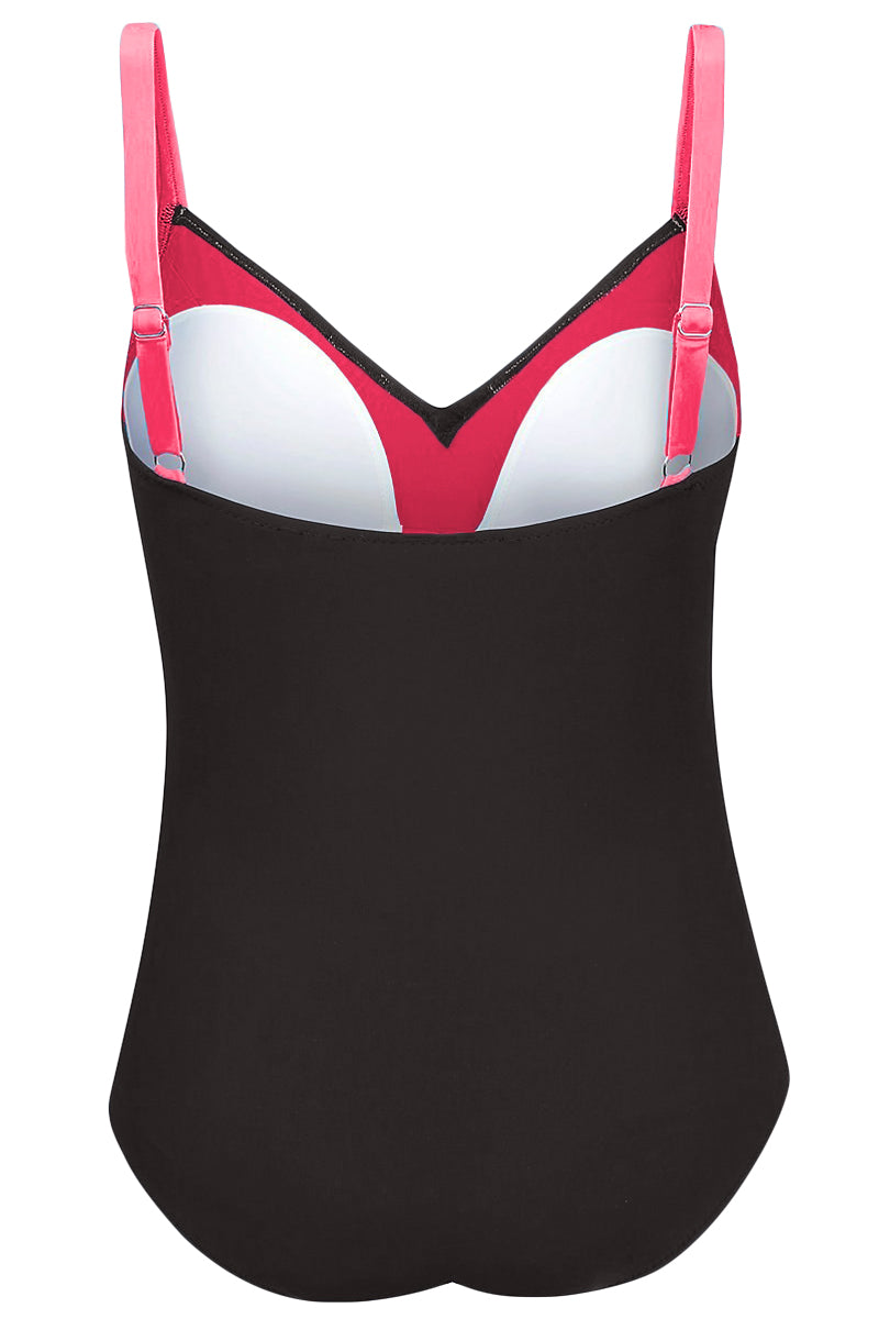 Orange Pleated Cross Wrap Front Maillot