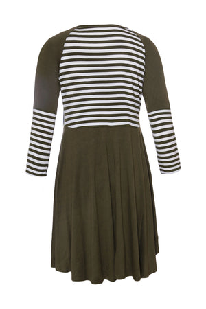 Olive Chic Blocked Stripe Jersey Dress