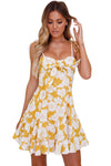 Yellow Floral Print Tassel Tie Sweet Sundress
