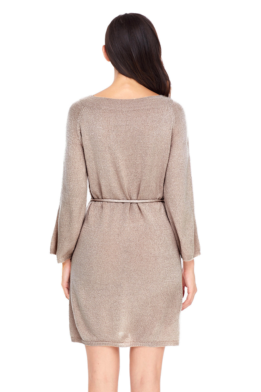 Khaki Off The Shoulder Knit Sweater Dress