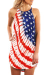 Sleeveless Summer American Flag Print Dress