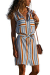 Orange Sleeveless Tank Shirt Dress
