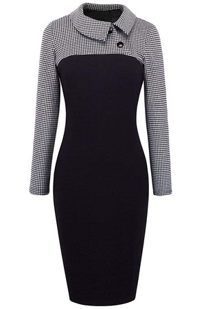 White Vintage Turn-Down Collar Pinup Button Midi Dress
