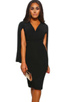 Black Manhattan Moment Cape Wrap Front Midi Dress