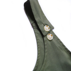Green V Neck A-line Sundress