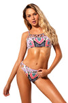 Light Purple Print Crisscross Two Piece Bathing Suit