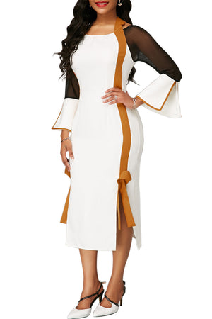 Side Slit Flare Sleeve Tie Back Dress