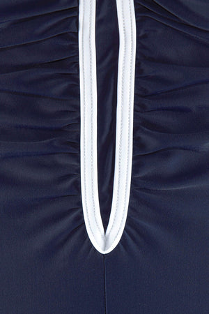 Blue Sporty Swimsuit with Contrast Piping