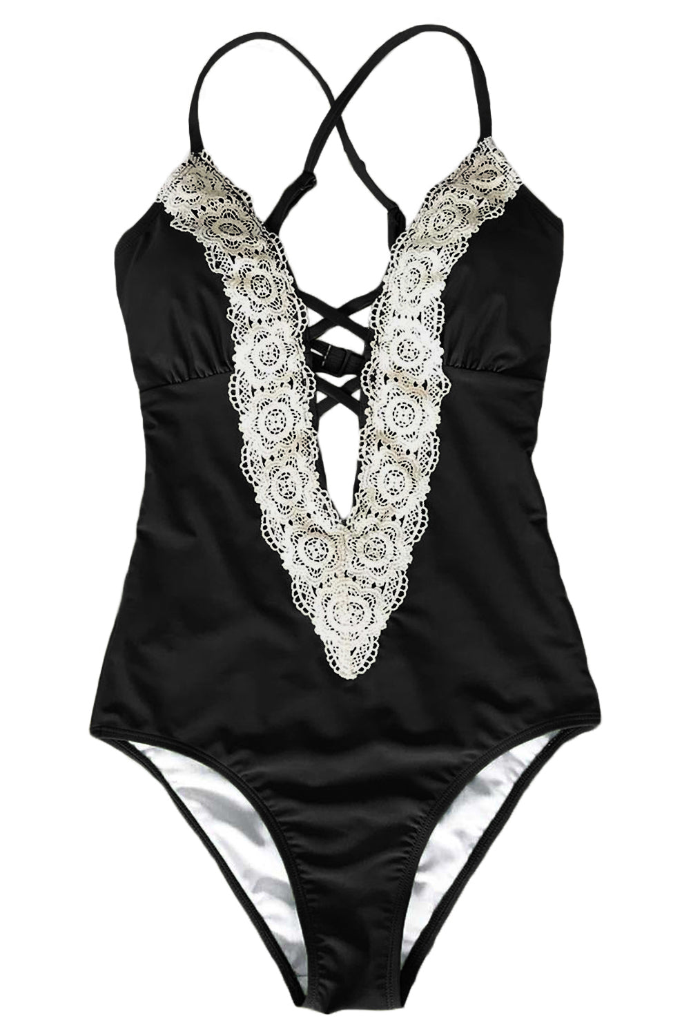 Crochet Deep V Neck Maillot