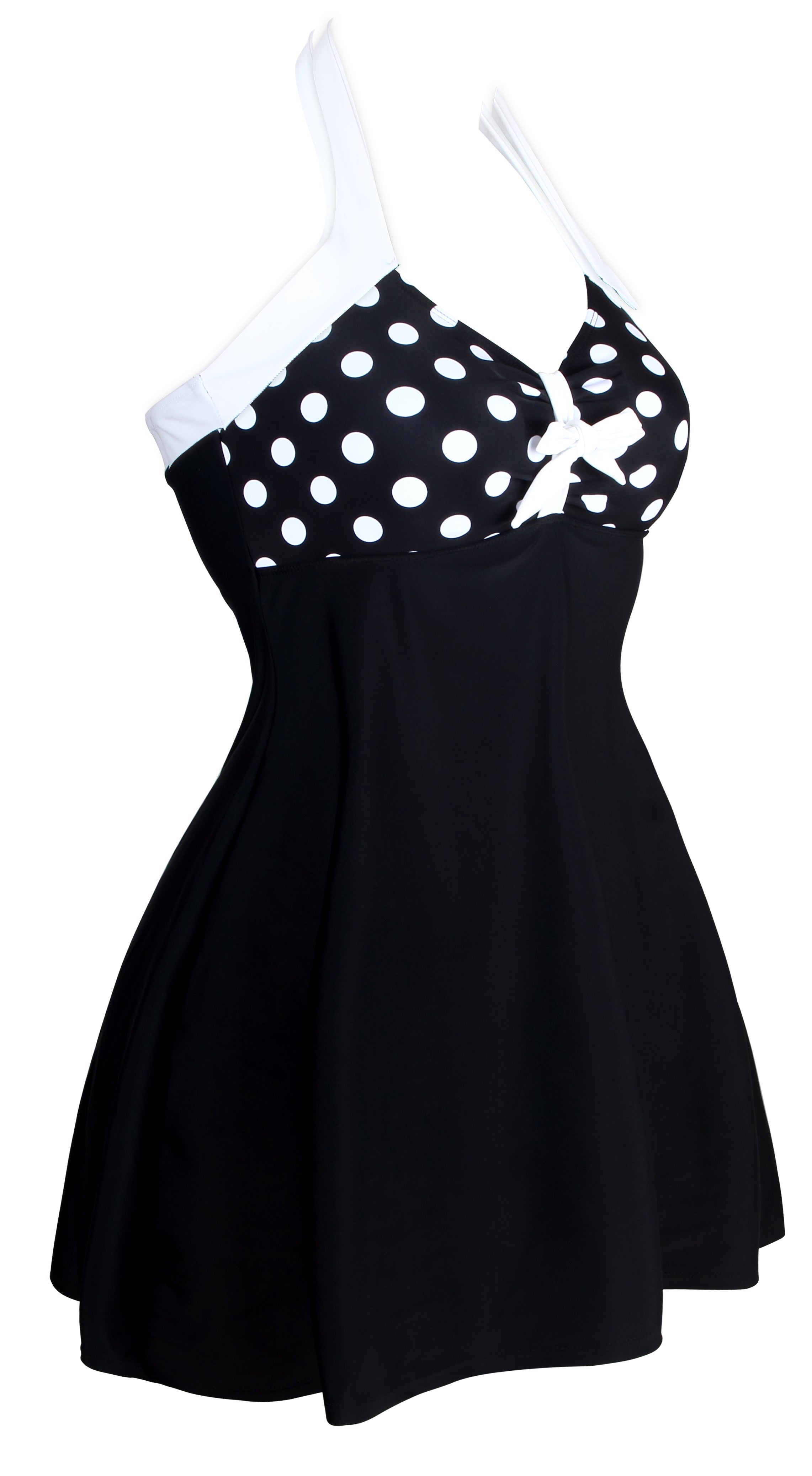 Black White Polka Dot One-piece Swimdress